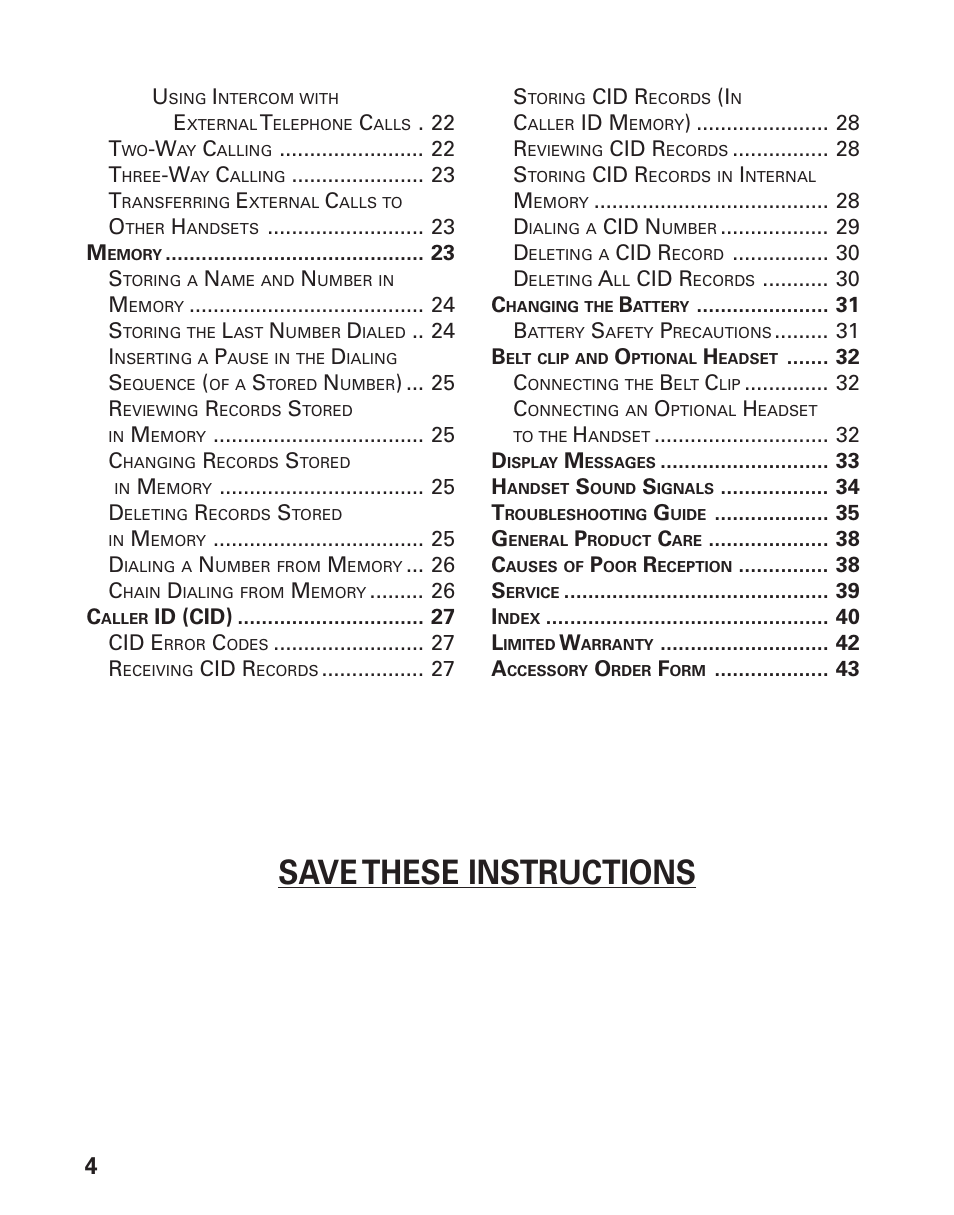 Save these instructions | GE 21008 User Manual | Page 4 / 88