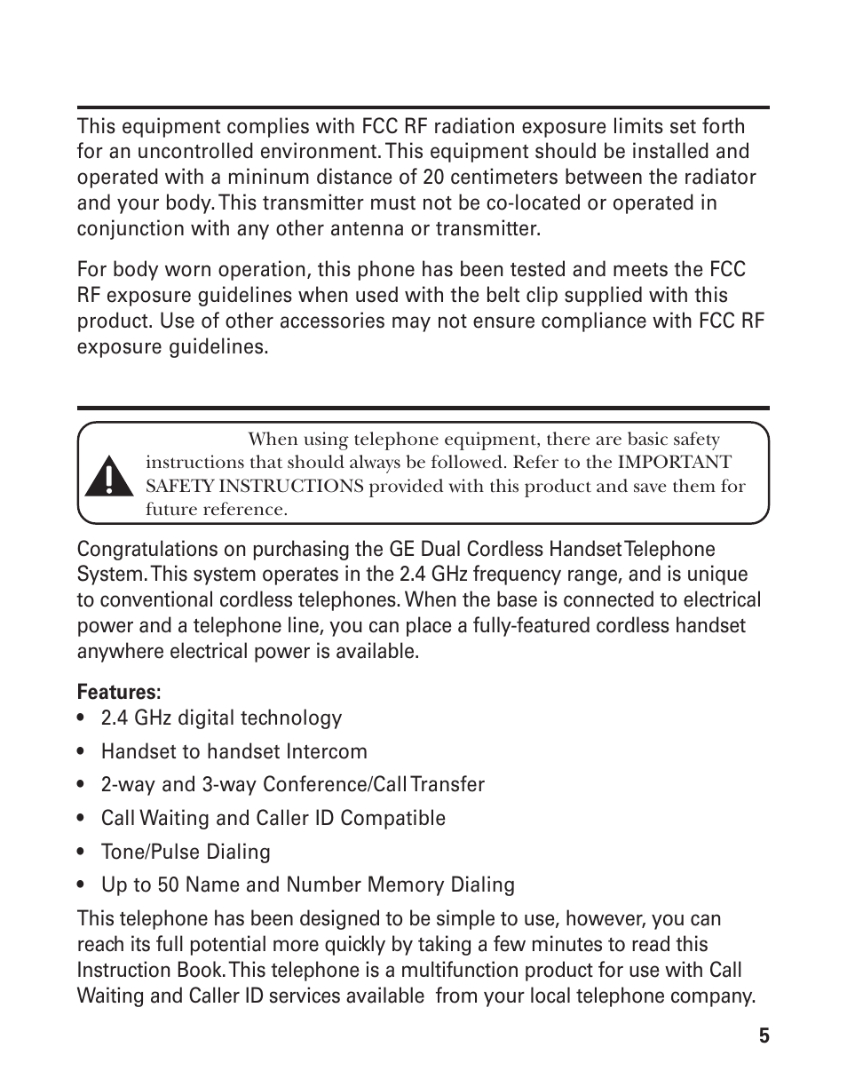 Fcc rf r | GE 21008 User Manual | Page 5 / 88