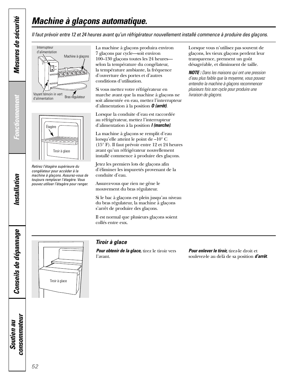 Machine à glaçons automatique | GE 23 User Manual | Page 52 / 112