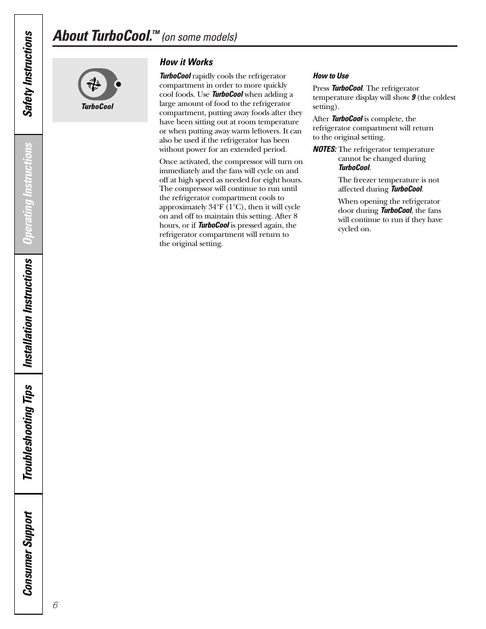 Turbocool, About turbocool | GE 23 User Manual | Page 6 / 112