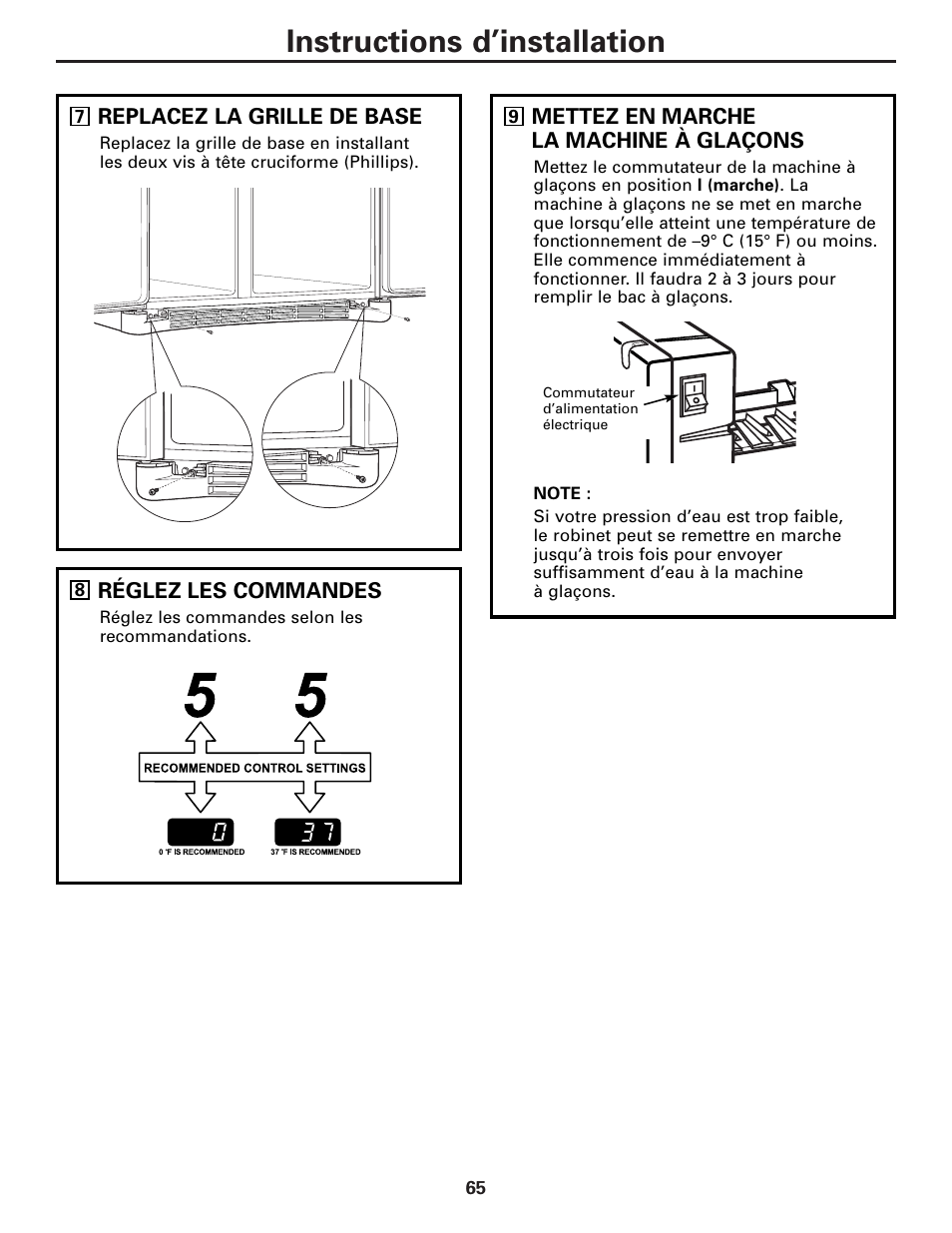 Instructions d’installation | GE 23 User Manual | Page 65 / 112