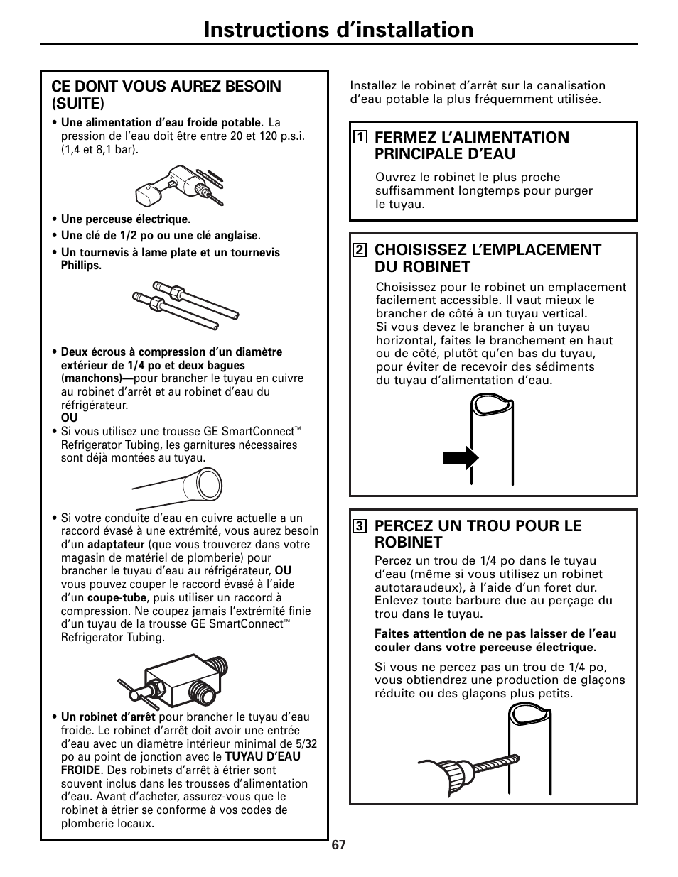 Instructions d’installation | GE 23 User Manual | Page 67 / 112