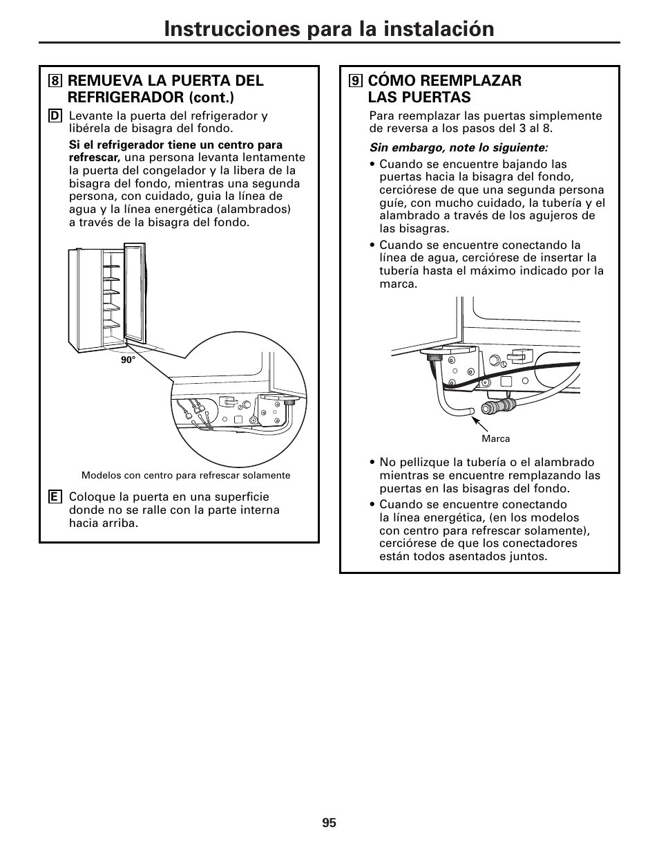 Instrucciones para la instalación | GE 23 User Manual | Page 95 / 112