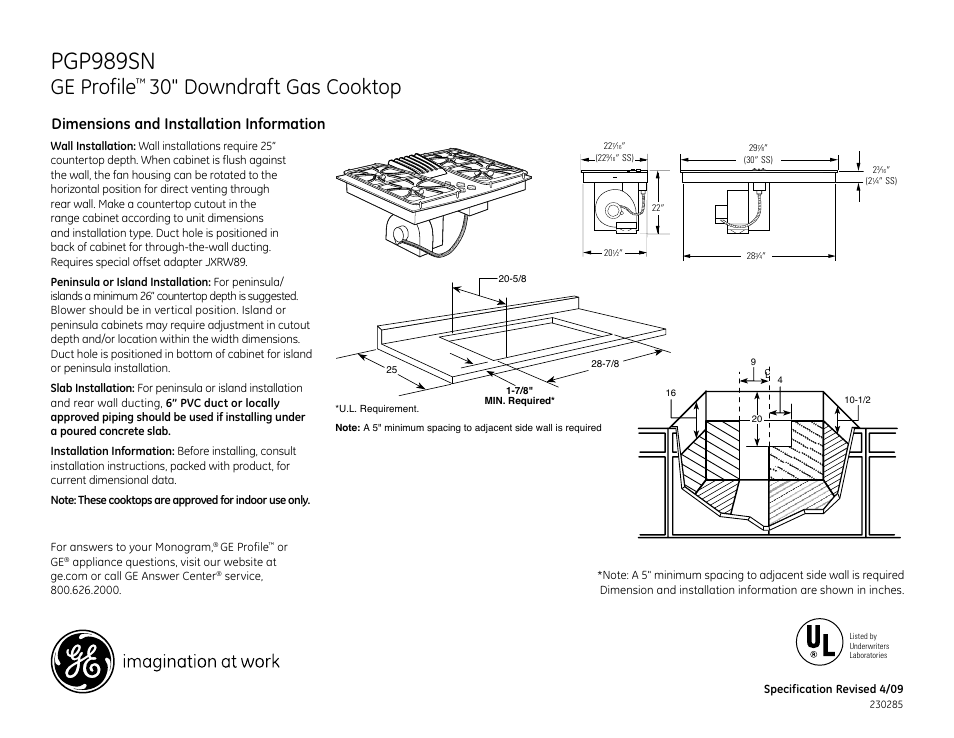 GE PROFILE PGP989SN User Manual | 3 pages