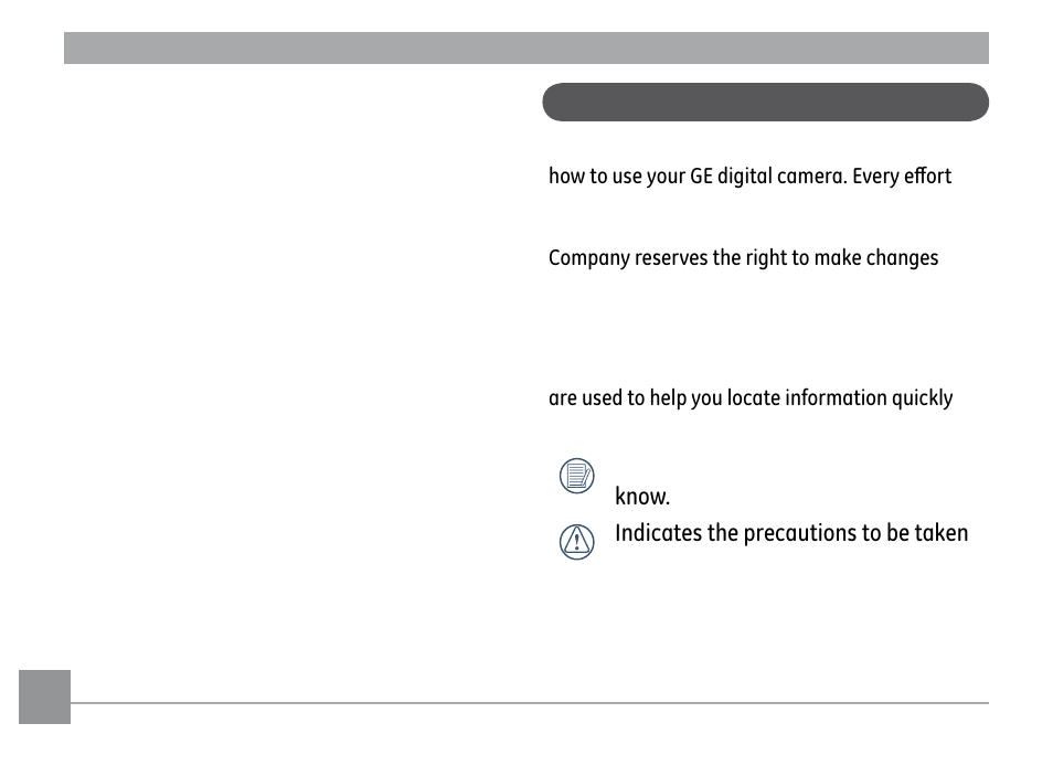 About this manual | GE G2 User Manual | Page 6 / 106