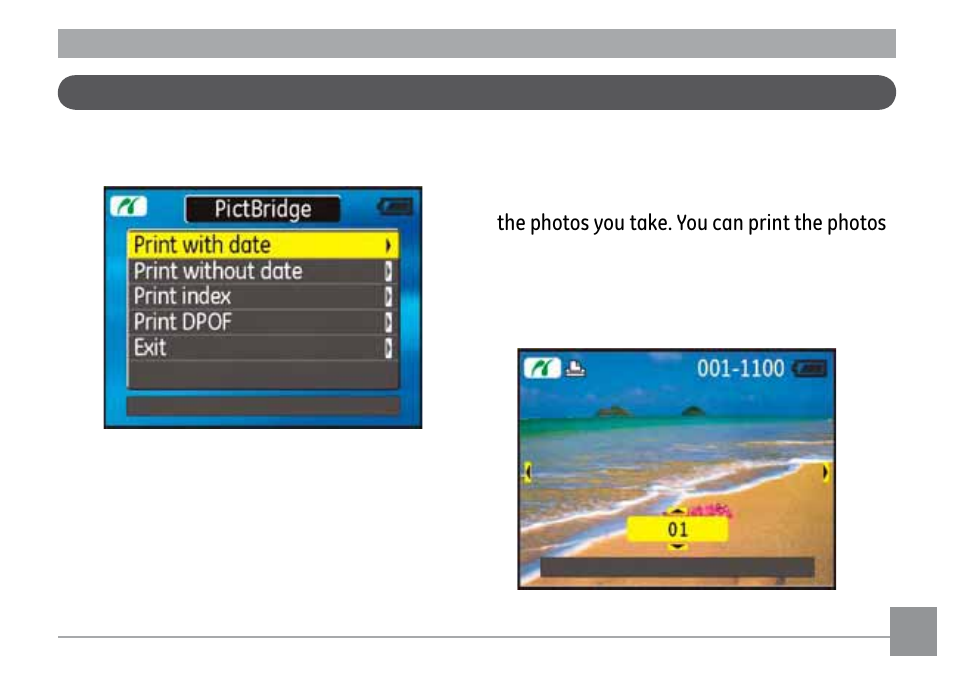 Using the pictbridge menu | GE G2 User Manual | Page 85 / 106