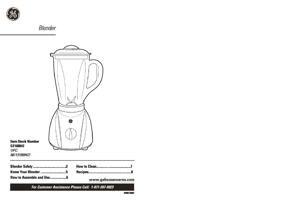 GE 168942 User Manual | 6 pages