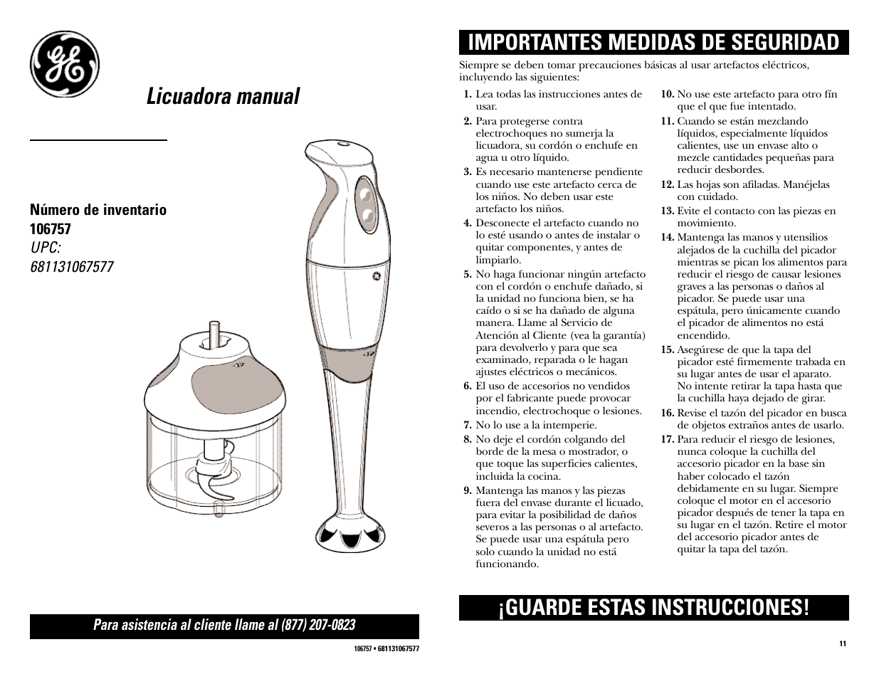Licuadora manual | GE 681131067577 User Manual | Page 11 / 20
