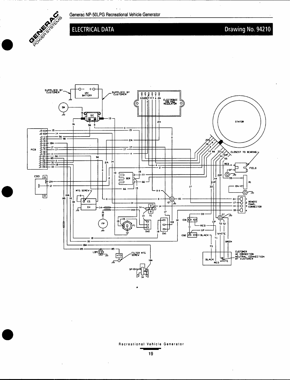 Electrical data, Drawing no. 94210 | GE A-6451 User Manual | Page 19 / 32