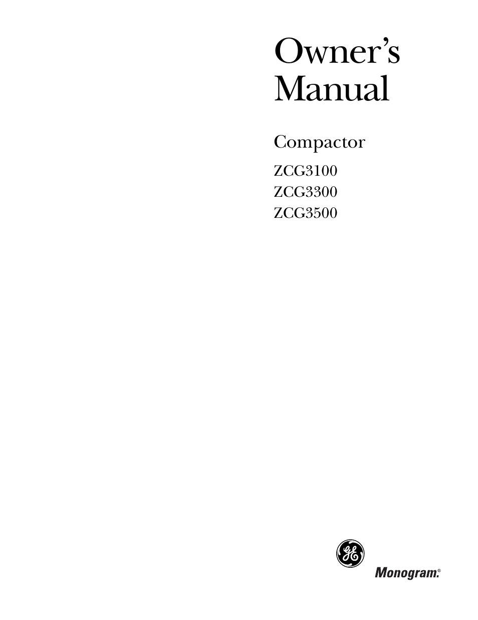 GE ZCG3300 User Manual | 12 pages