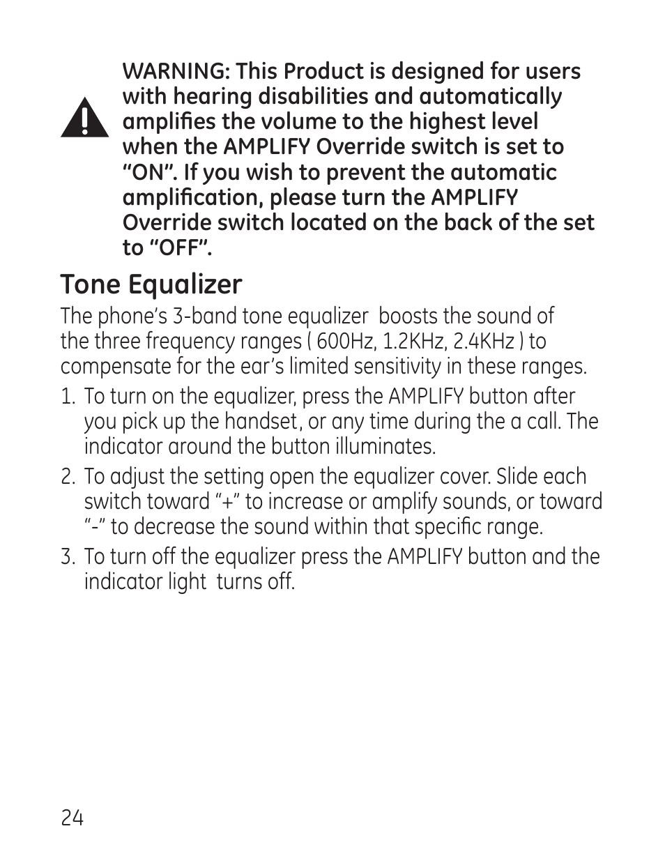 Tone equalizer | GE 9579 User Manual | Page 24 / 96