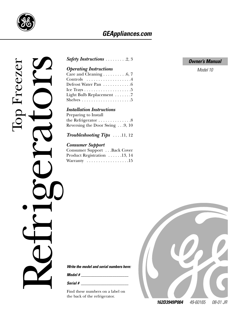 GE 10 User Manual | 16 pages