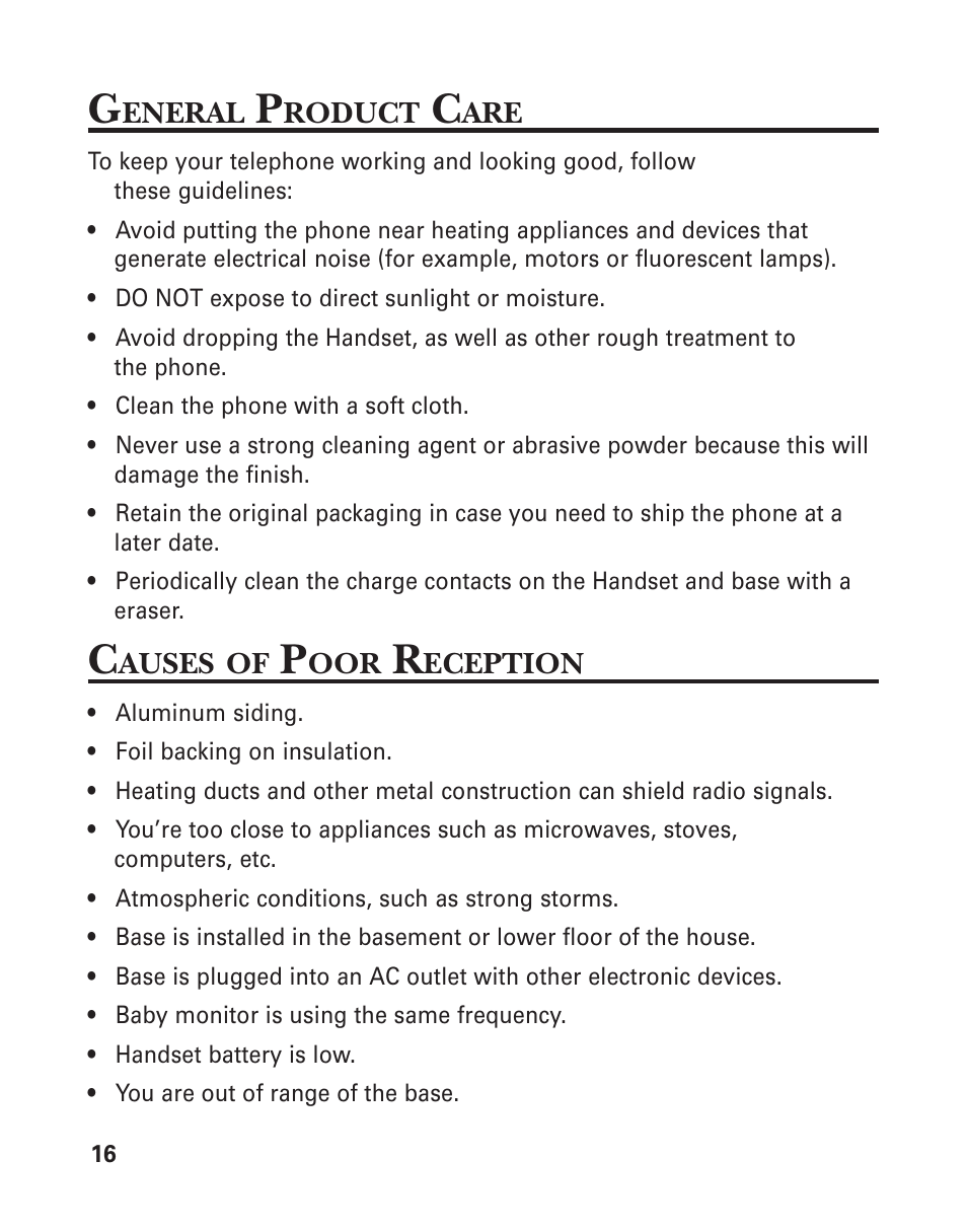 Causes of poor reception | GE 18-Feb User Manual | Page 16 / 20