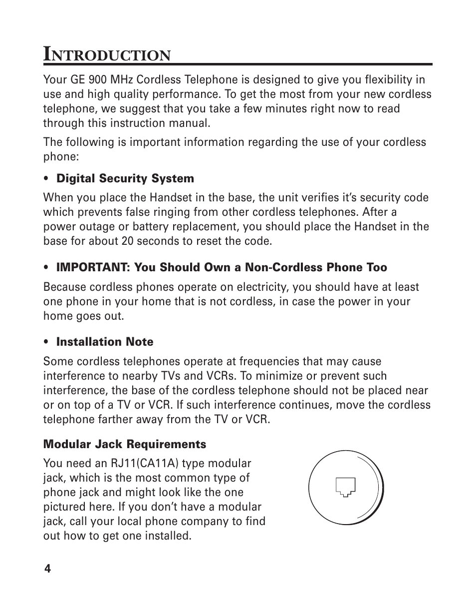 Introduction, Ntroduction | GE 18-Feb User Manual | Page 4 / 20