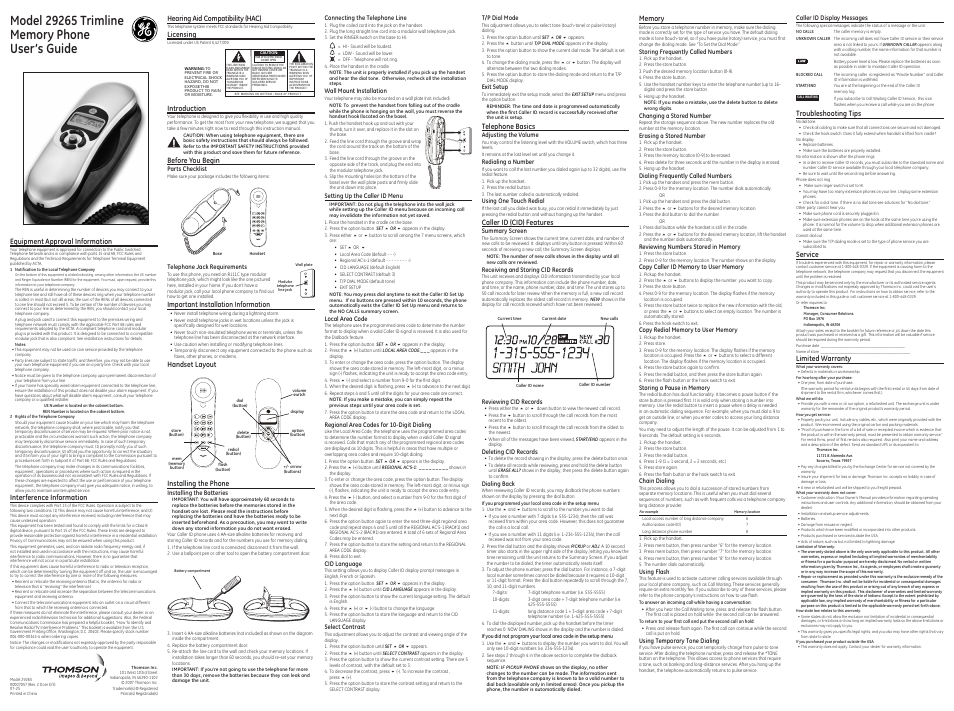 GE Trimline 00007057 User Manual | 2 pages