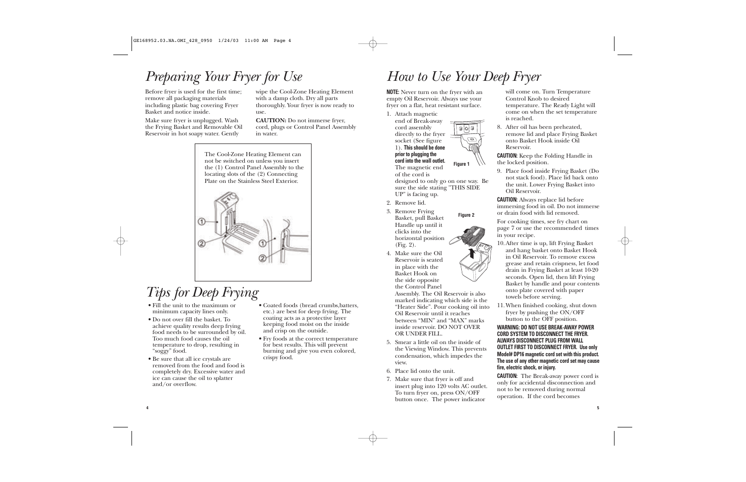 How to use your deep fryer, Preparing your fryer for use, Tips for deep frying | GE 168952 User Manual | Page 3 / 13