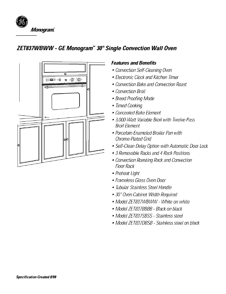 GE Monogram ZET837BBBB User Manual | Page 2 / 2