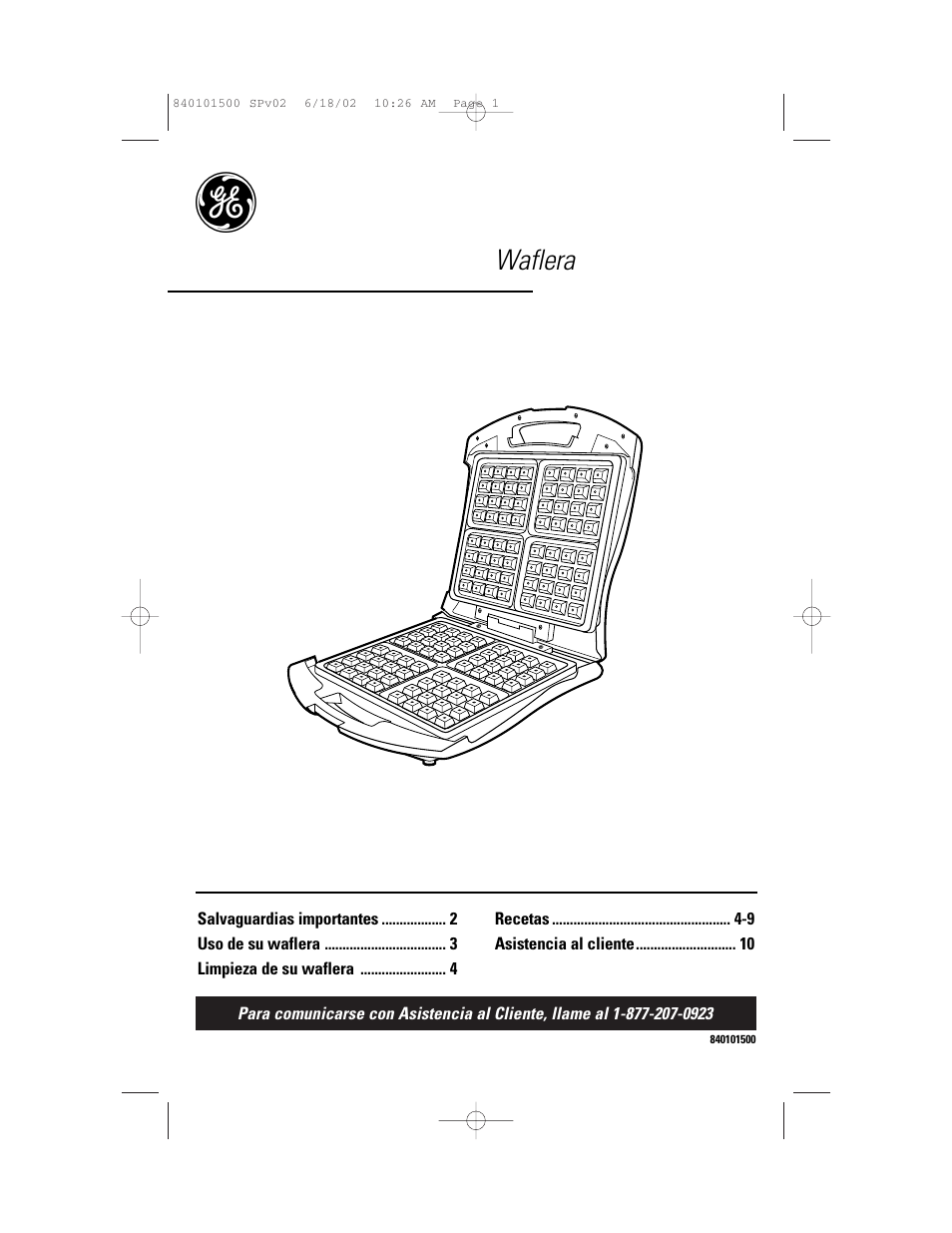 Waflera | GE 840101500 User Manual | Page 11 / 20