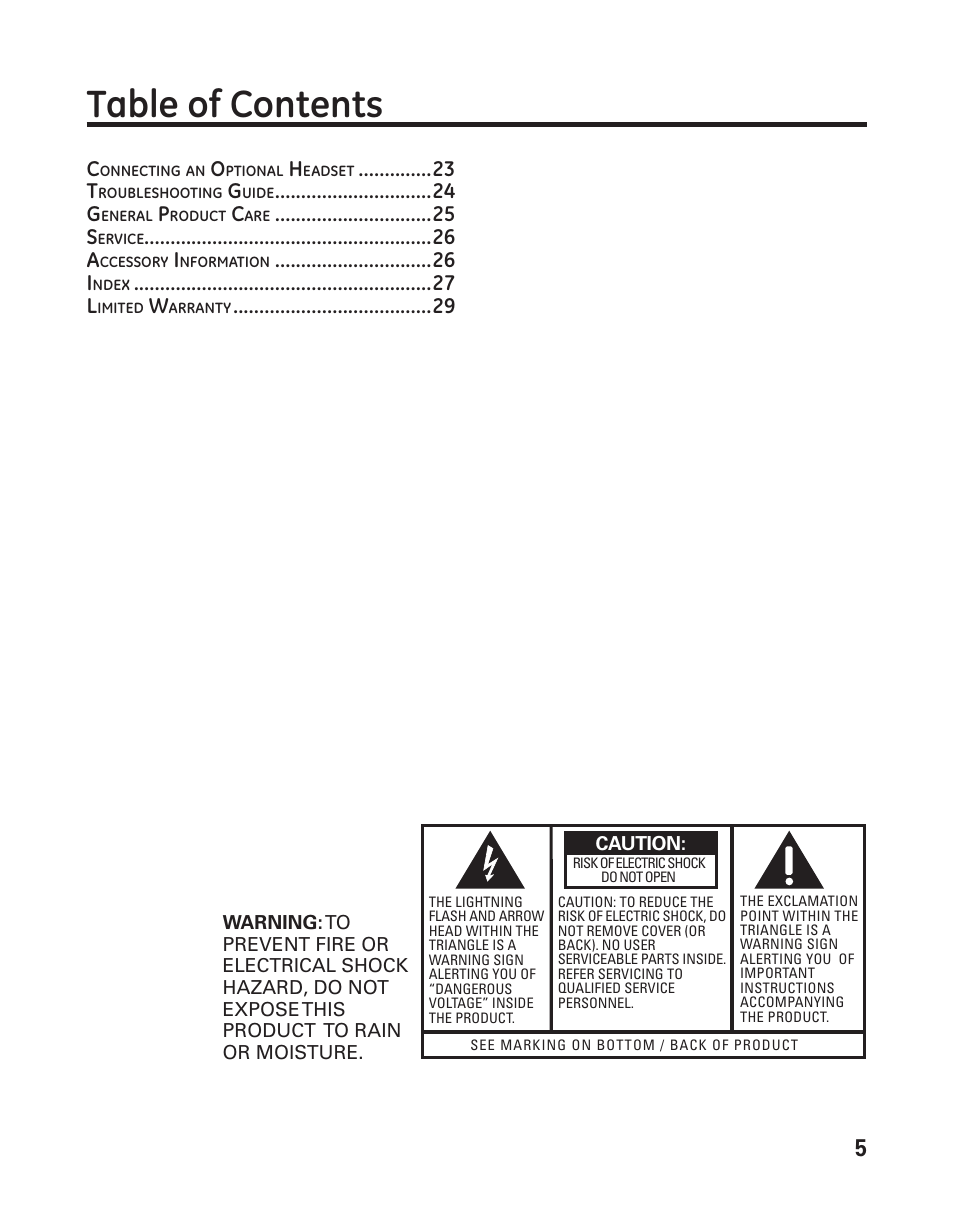 GE 29484 2-Line User Manual | Page 5 / 60