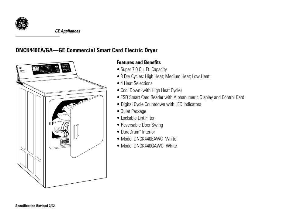 GE DNCK440GAWC User Manual | Page 2 / 3