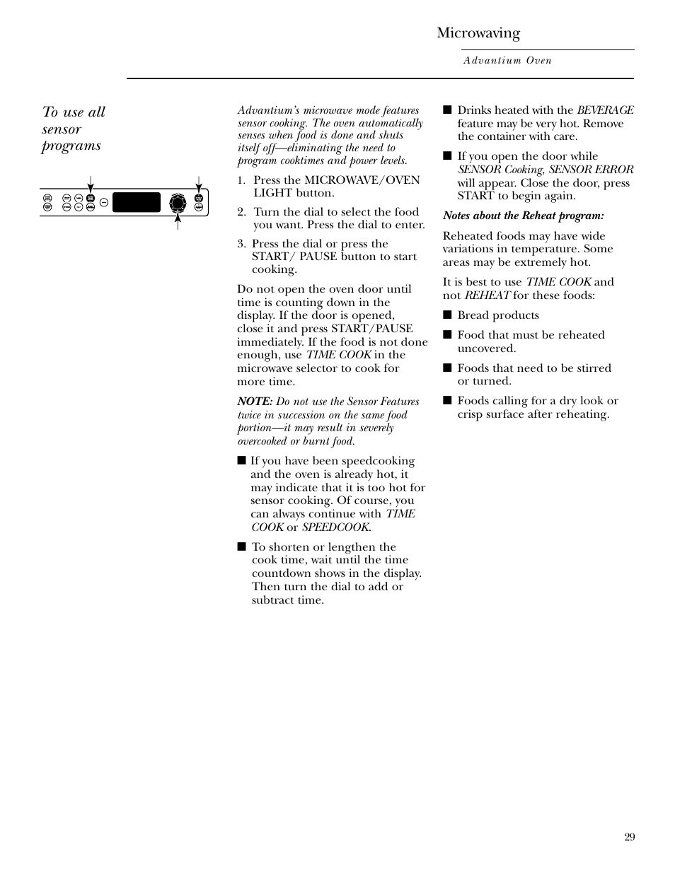 Microwaving | GE ZSC2000 User Manual | Page 29 / 44