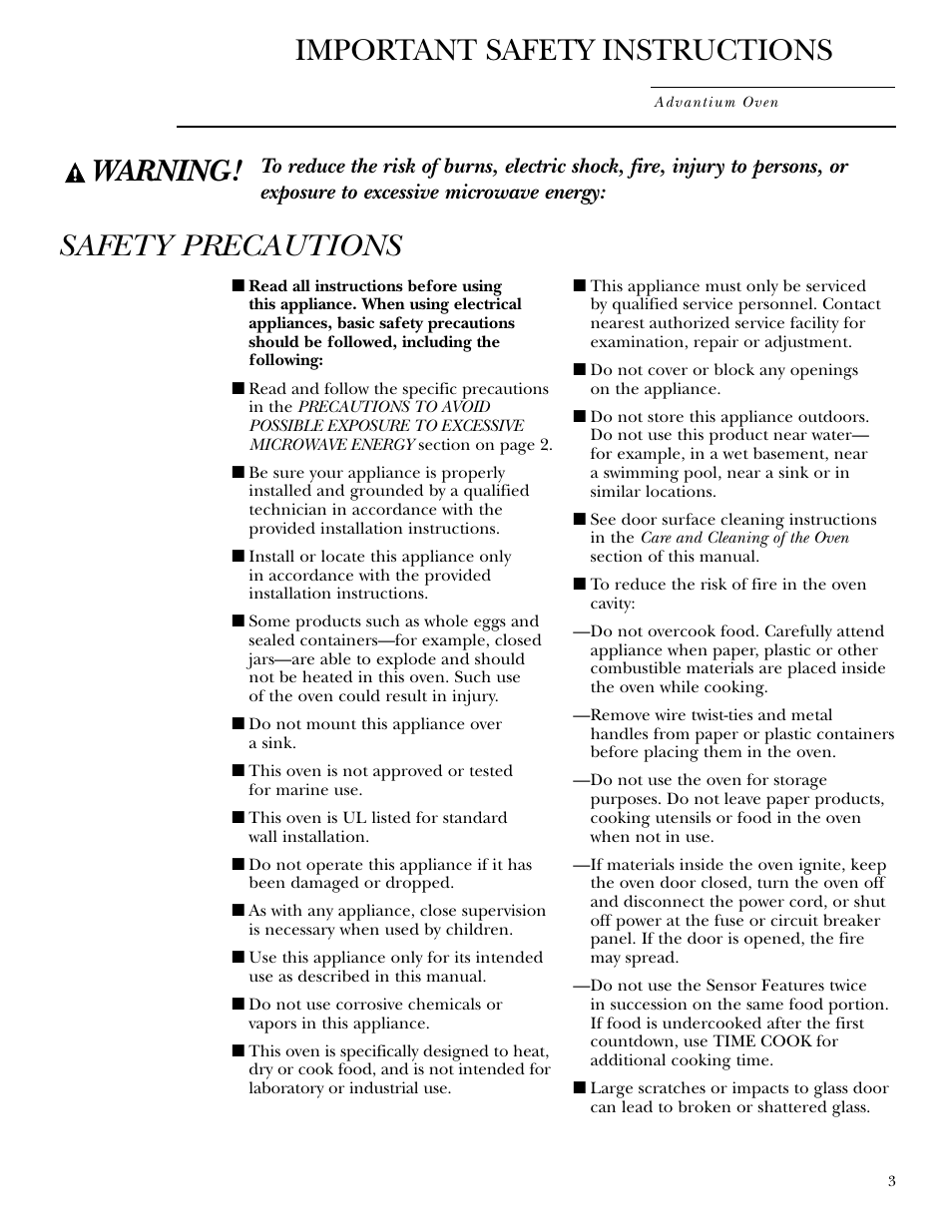 Safety, Safety –7, Warning! important safety instructions | Safety precautions | GE ZSC2000 User Manual | Page 3 / 44