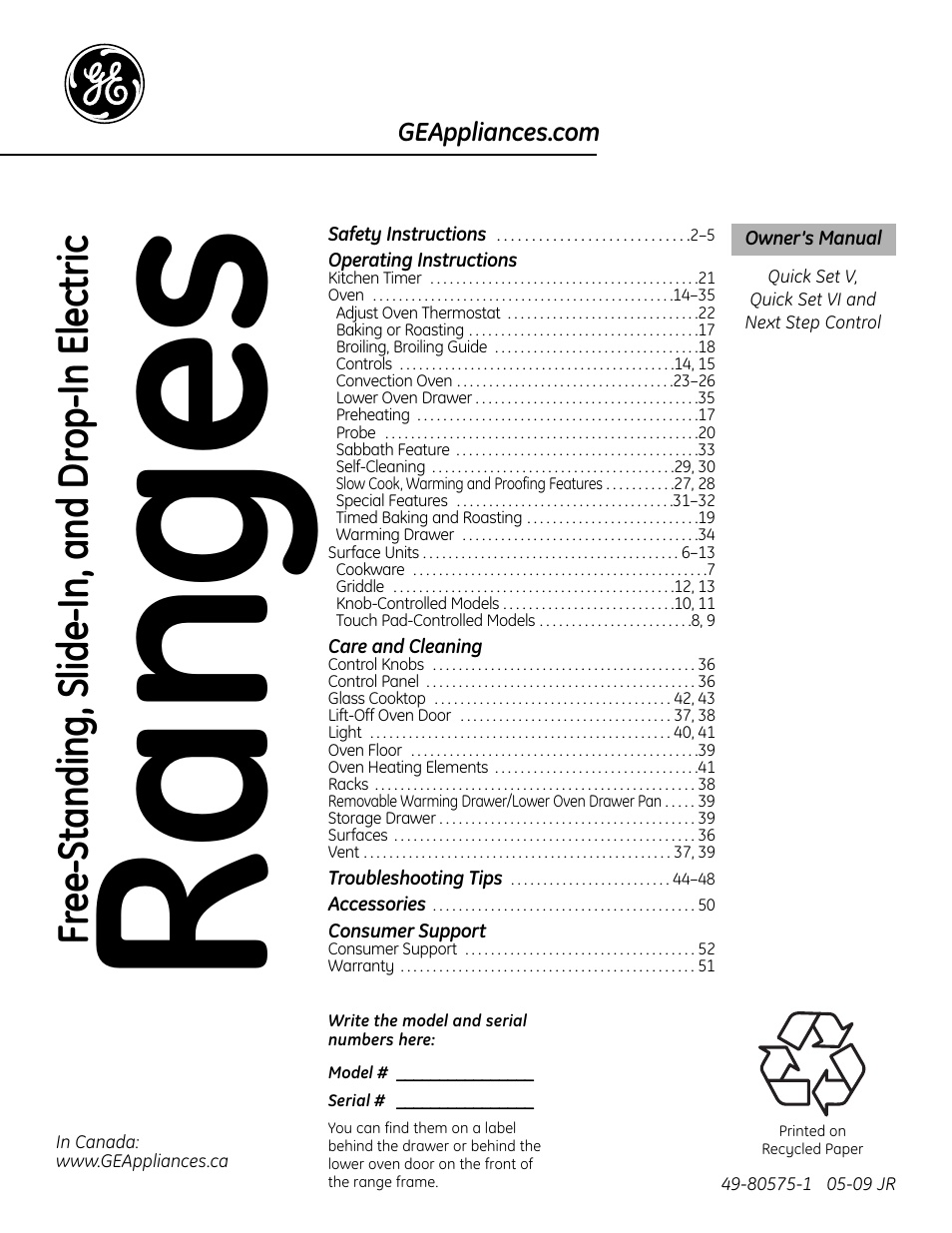 GE 49-80575-1 User Manual | 104 pages