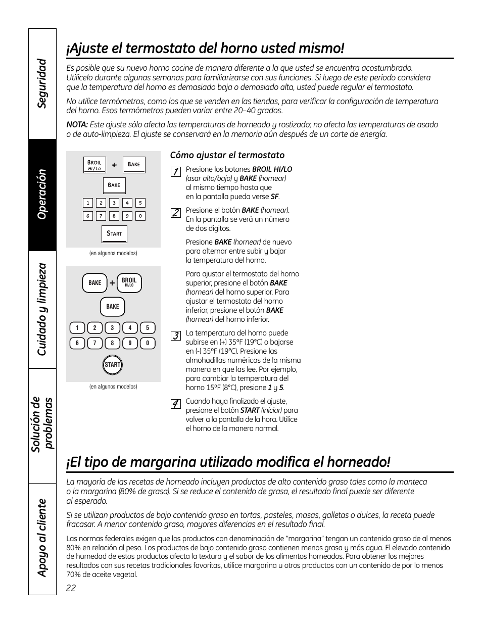 Ajuste del termostato del horno, Ajuste el termostato del horno usted mismo | GE 49-80575-1 User Manual | Page 74 / 104
