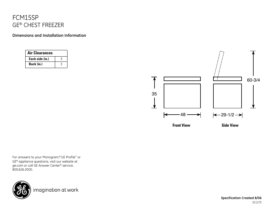 GE PROFILE FCM15SP User Manual | 2 pages