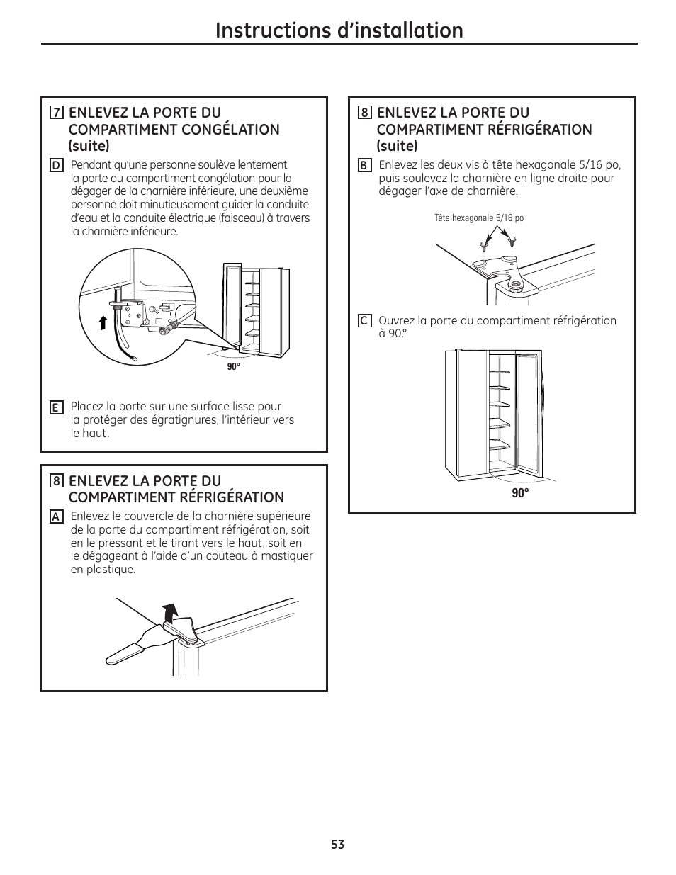 Instructions d’installation | GE 200D8074P036 User Manual | Page 53 / 104