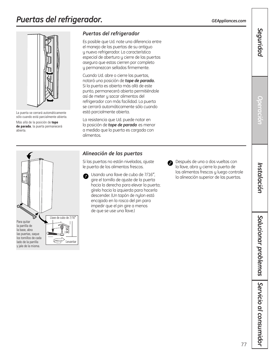 Puertas del refrigerador | GE 200D8074P036 User Manual | Page 77 / 104