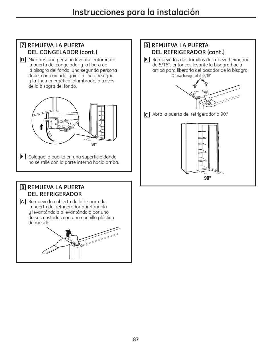 Instrucciones para la instalación | GE 200D8074P036 User Manual | Page 87 / 104