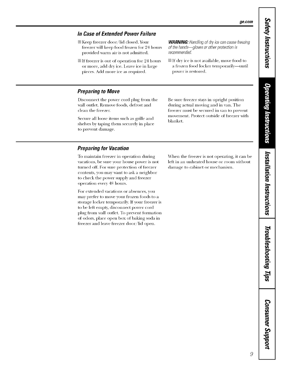 GE OEFROST FCM5 User Manual | Page 9 / 16