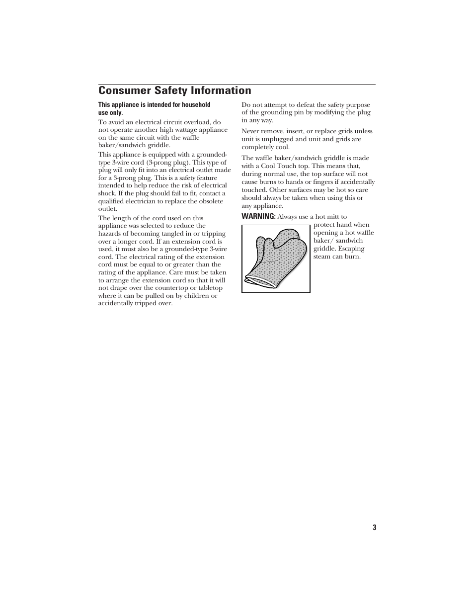 Consumer safety information | GE 106582 User Manual | Page 3 / 20