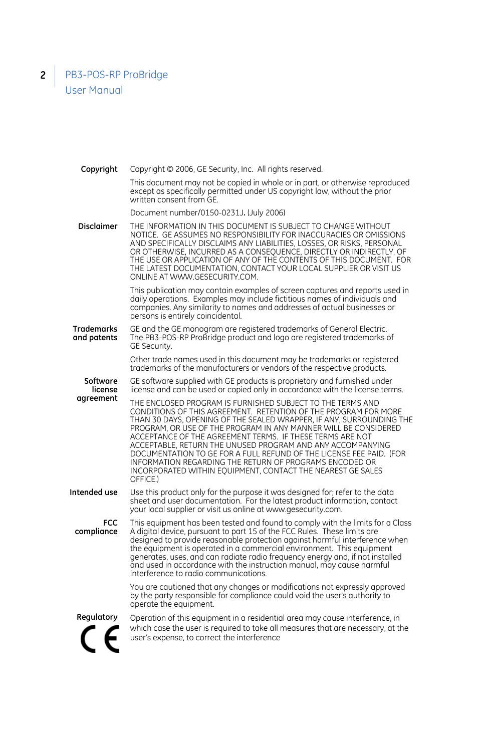 Pb3-pos-rp probridge user manual 2 | GE PB3-POS-RP User Manual | Page 2 / 48