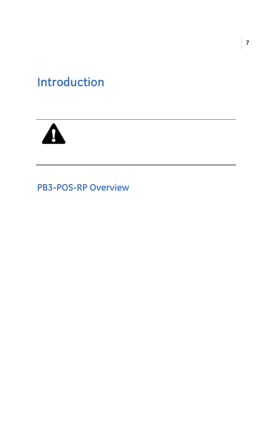 Ntroduction, Pb3-pos-rp o, Verview | Introduction, Pb3-pos-rp overview | GE PB3-POS-RP User Manual | Page 7 / 48