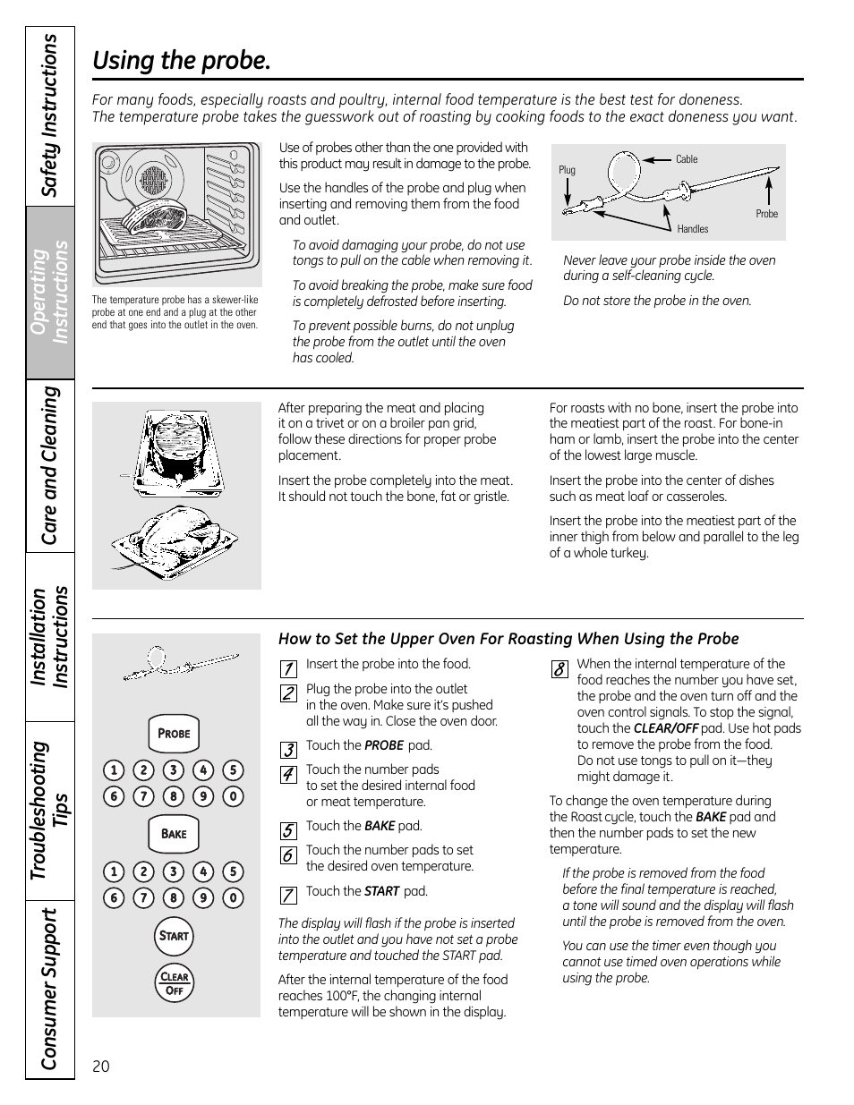 Probe, Using the probe | GE CS980 User Manual | Page 20 / 60