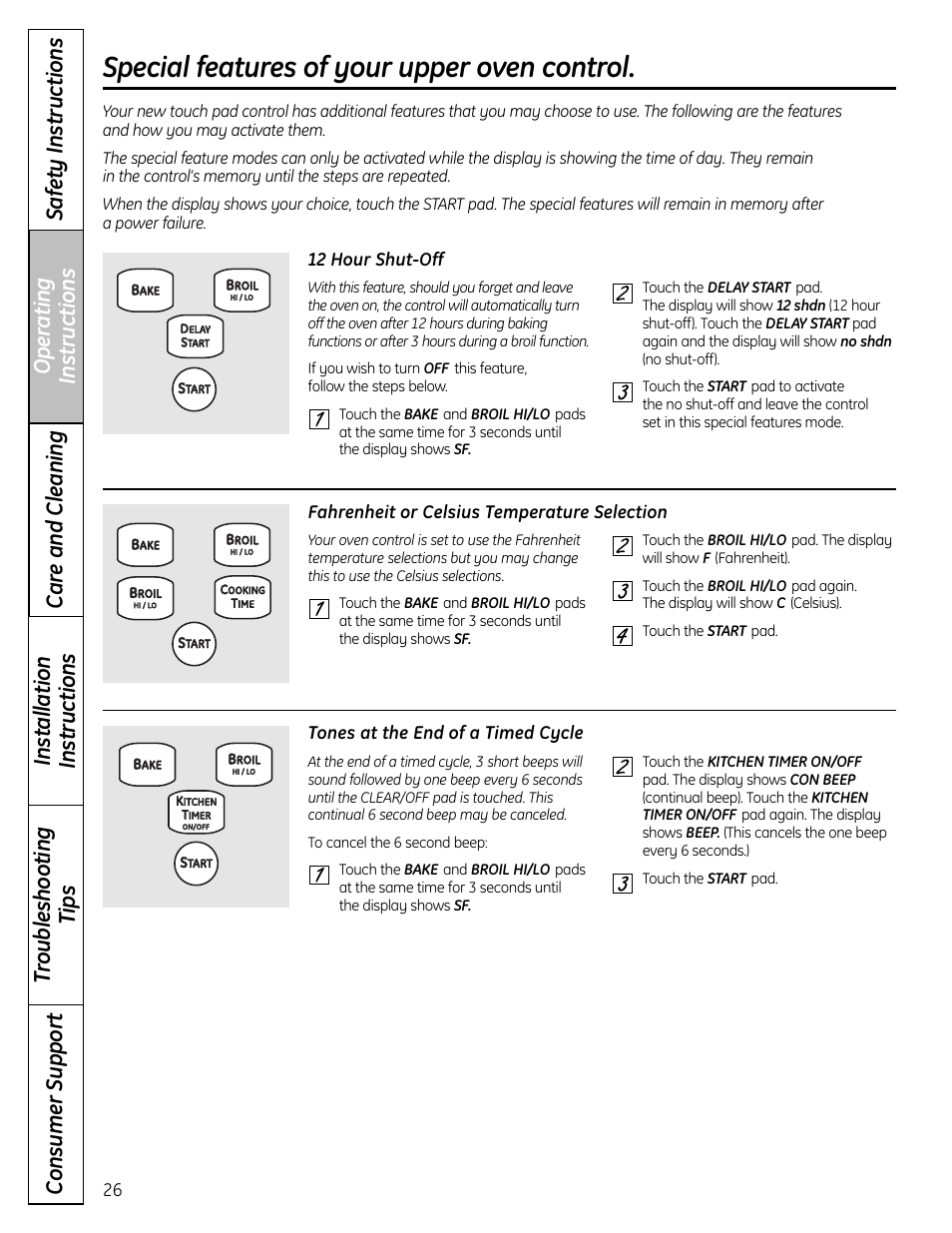 Special features, Special features , 27, Special features of your upper oven control | GE CS980 User Manual | Page 26 / 60