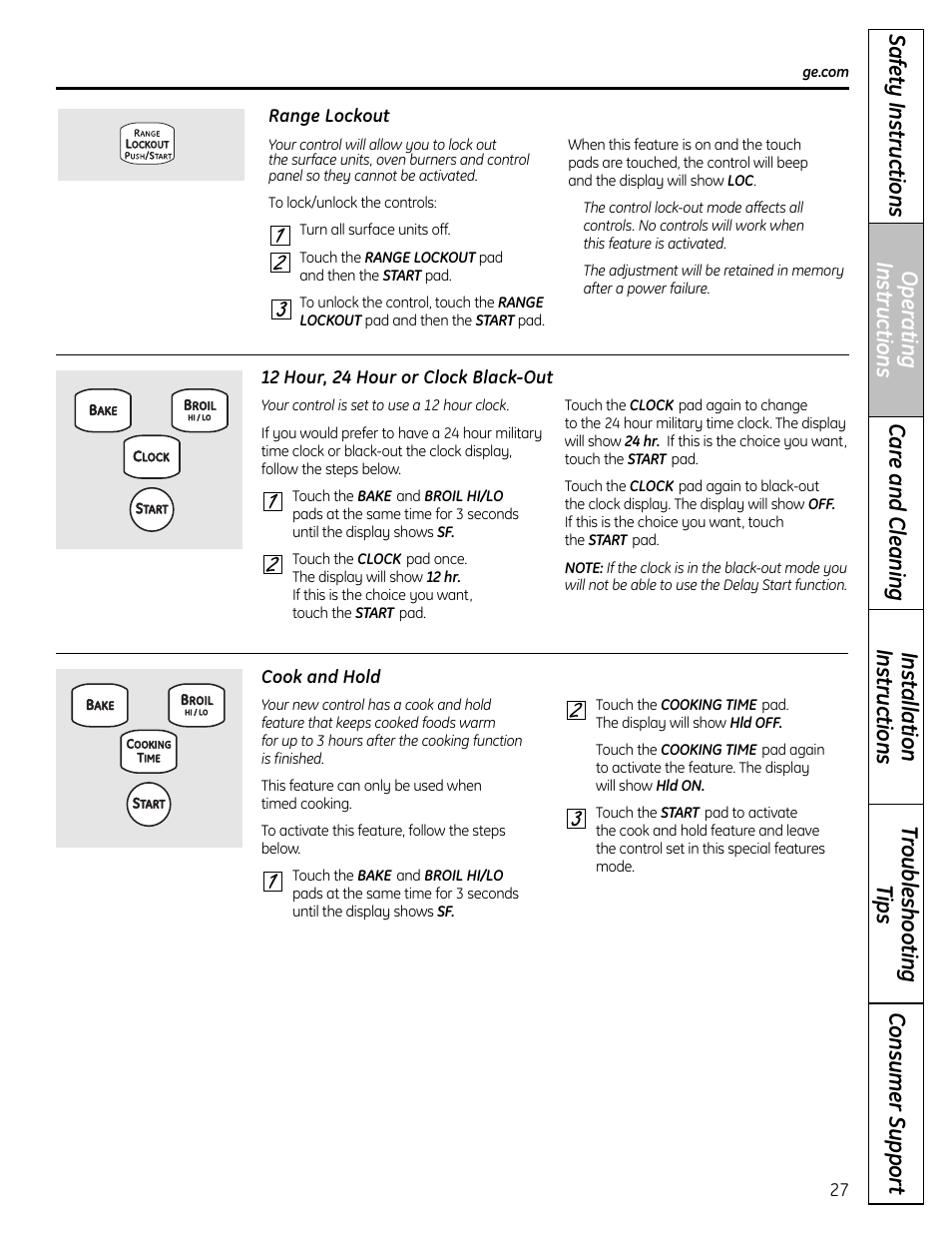 Range lockout | GE CS980 User Manual | Page 27 / 60