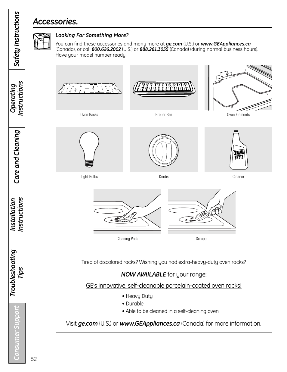 Accessories | GE CS980 User Manual | Page 52 / 60