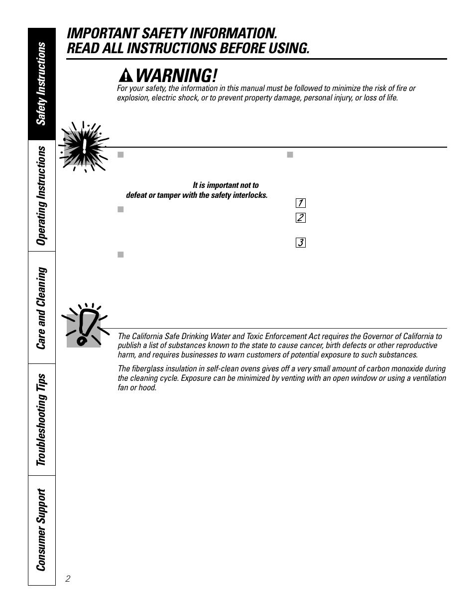 Safety instructions, Warning, Important safety notice | GE JKP8627 User Manual | Page 2 / 44