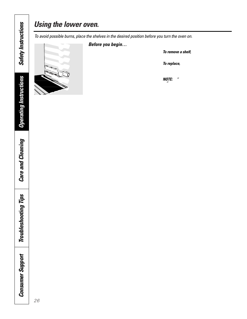 Using the lower oven | GE JKP8627 User Manual | Page 26 / 44