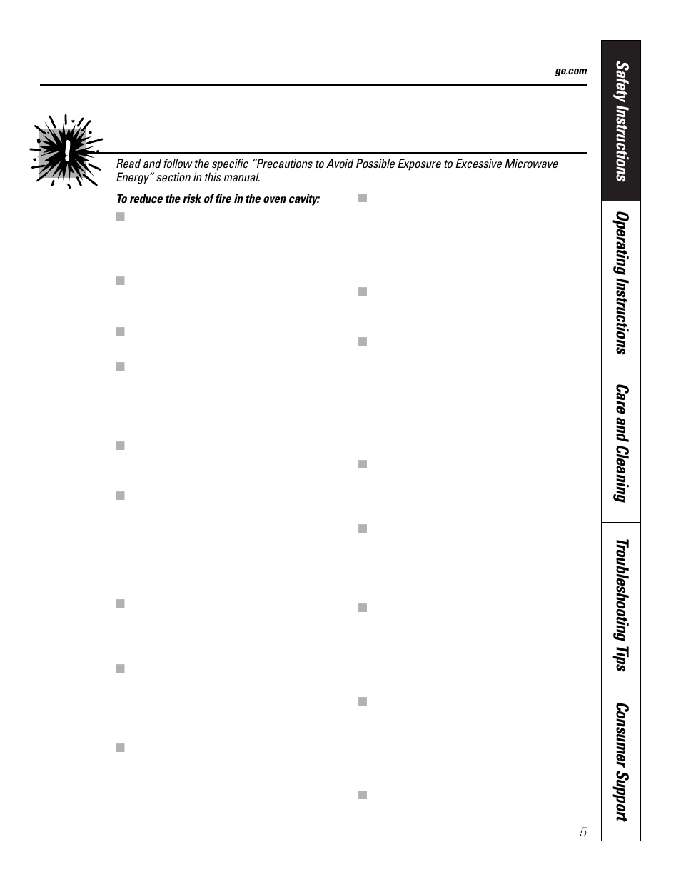 Microwave oven | GE JKP8627 User Manual | Page 5 / 44
