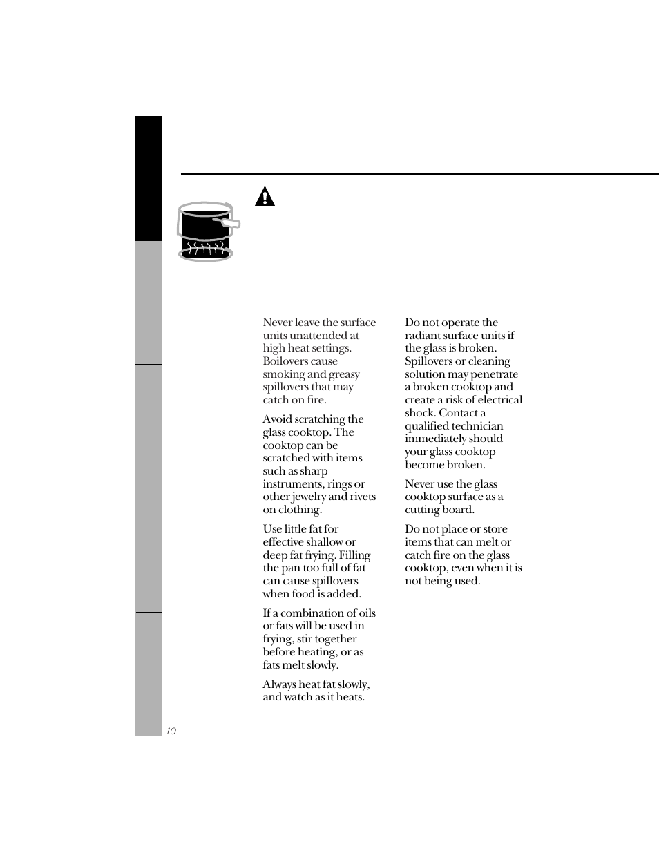 Radiant surface units, Radiant surface units –12, Warning | GE 164D3333P071 User Manual | Page 10 / 48