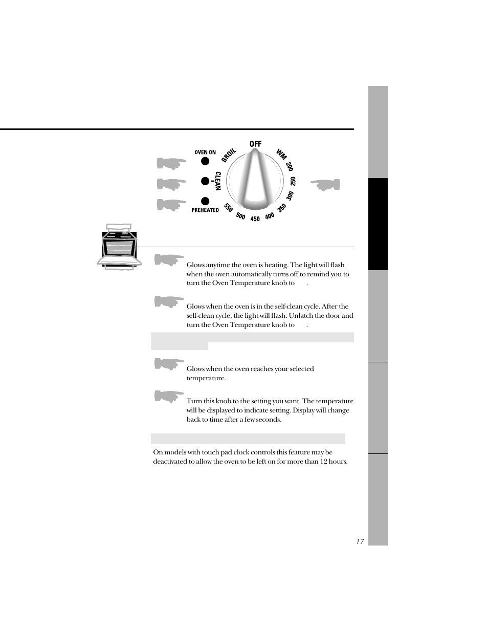 Oven control settings | GE 164D3333P071 User Manual | Page 17 / 48