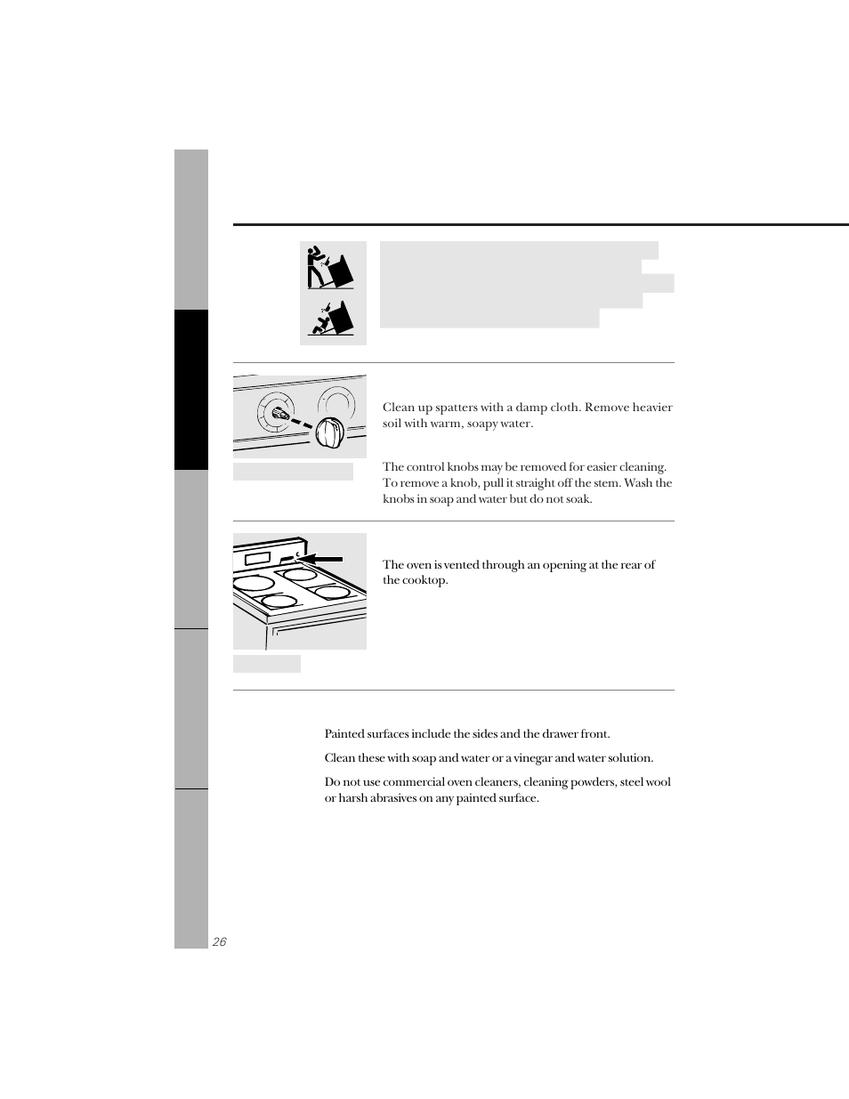 Care and cleaning of the range | GE 164D3333P071 User Manual | Page 26 / 48