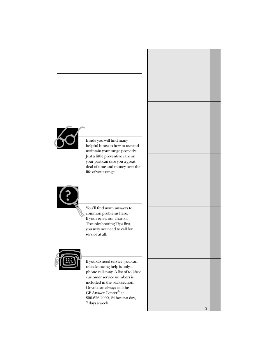 Safety information, Operating instructions, Installation instructions | Troubleshooting tips, Customer service, Ge & you, a service partnership, Read this manual, If you need service | GE 164D3333P071 User Manual | Page 3 / 48