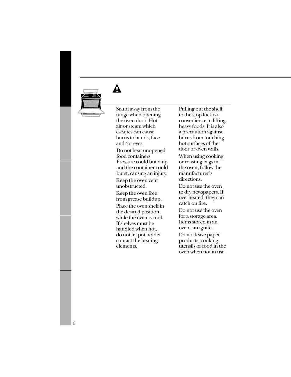 Oven, Oven , 9, Warning | GE 164D3333P071 User Manual | Page 8 / 48