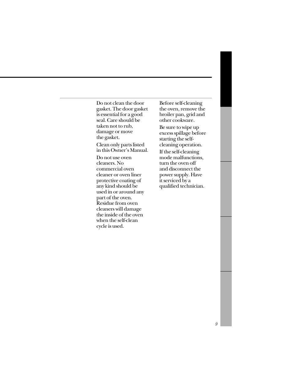 Self-cleaning oven | GE 164D3333P071 User Manual | Page 9 / 48