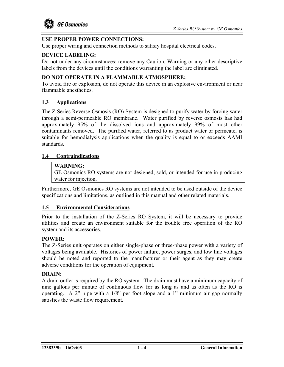 GE Z-14400 User Manual | Page 10 / 128